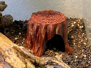 Reptile / Spider Stump Hide - Brown Cave for Geckos, Lizard & Siders